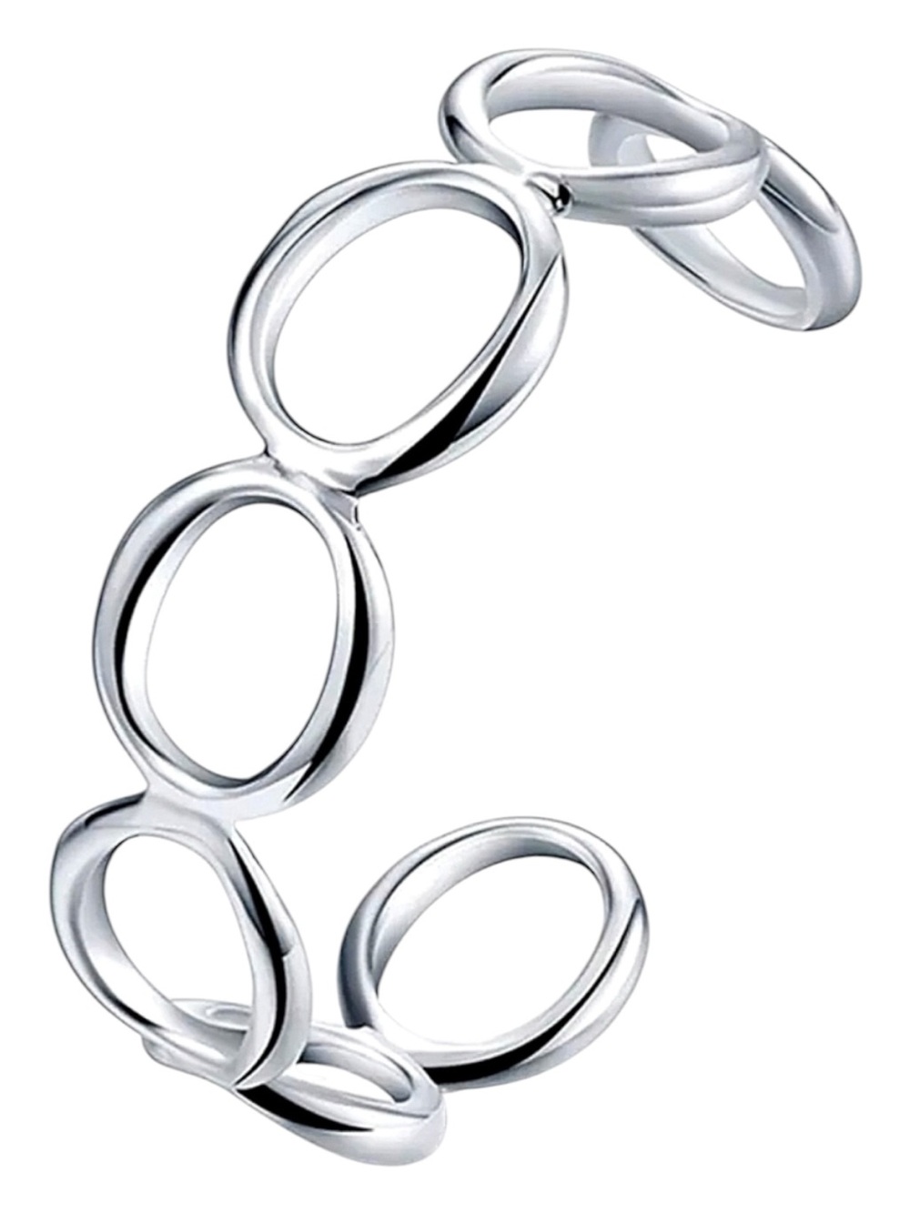 Sterling Silver O Design Bangle Cuff Bracelet